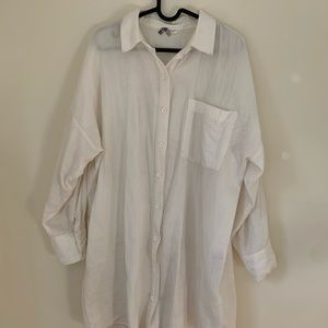 Zara White linen dress shirt